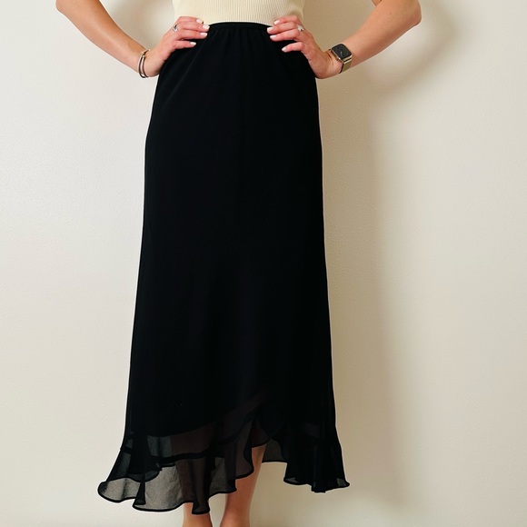 Vintage Metaphor black chiffon tulip hem skirt long maxi - Picture 3 of 6